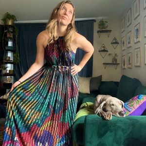 Anthropologie Dress- Kalinka Maxi- Geisha Designs- Colorful Maxi Dress-Size 6